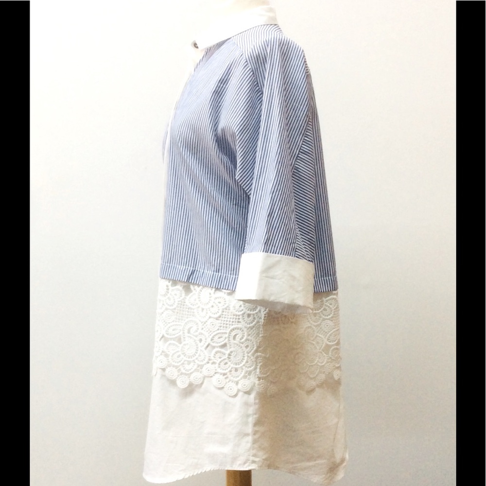 Zara Basic*Collection (M) Tunic Pinstripes / Lace. - image 7